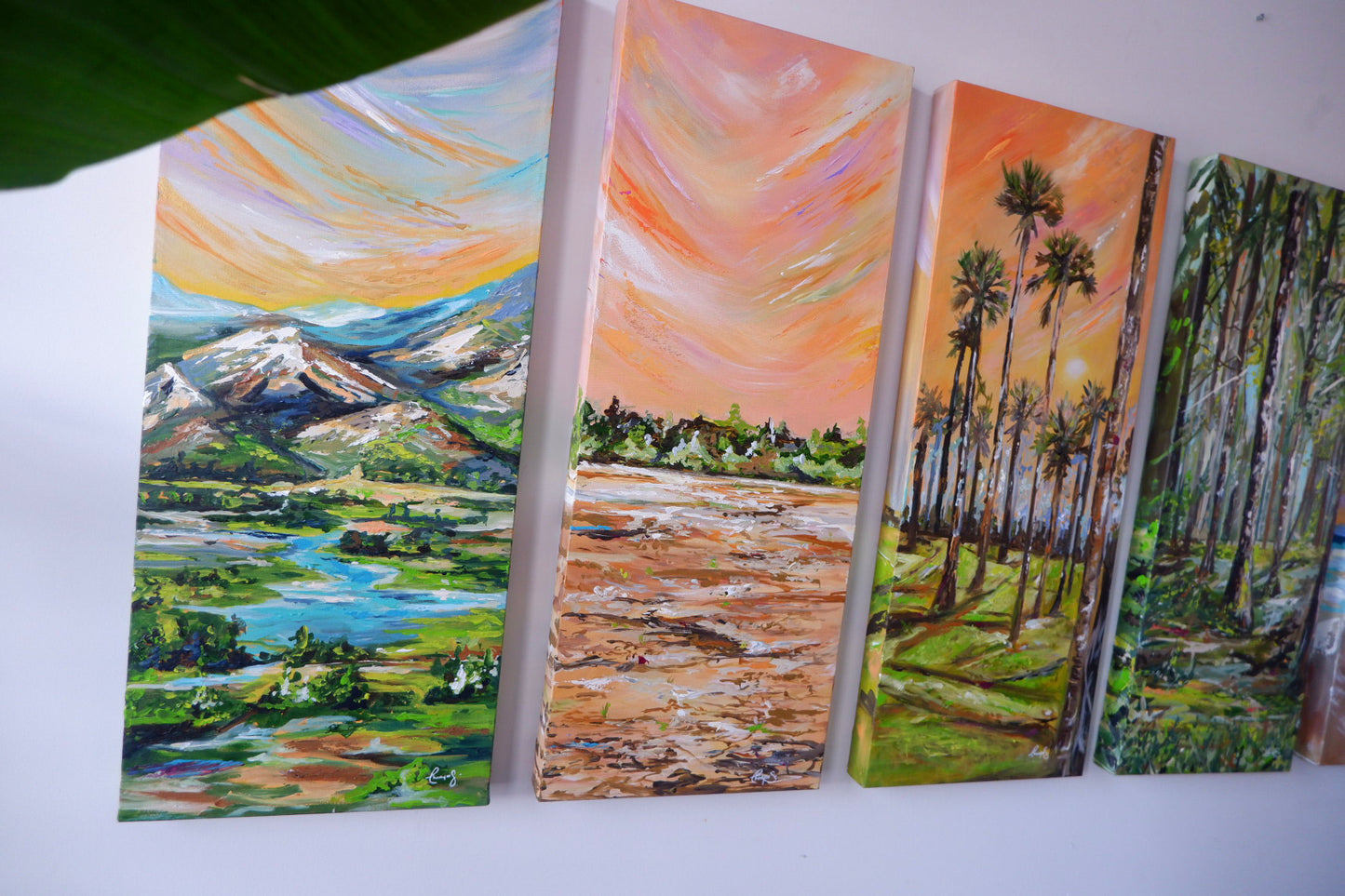 'Palmyra Trees At Sunset' - 5 Panel Travel Series' - Landscape Print