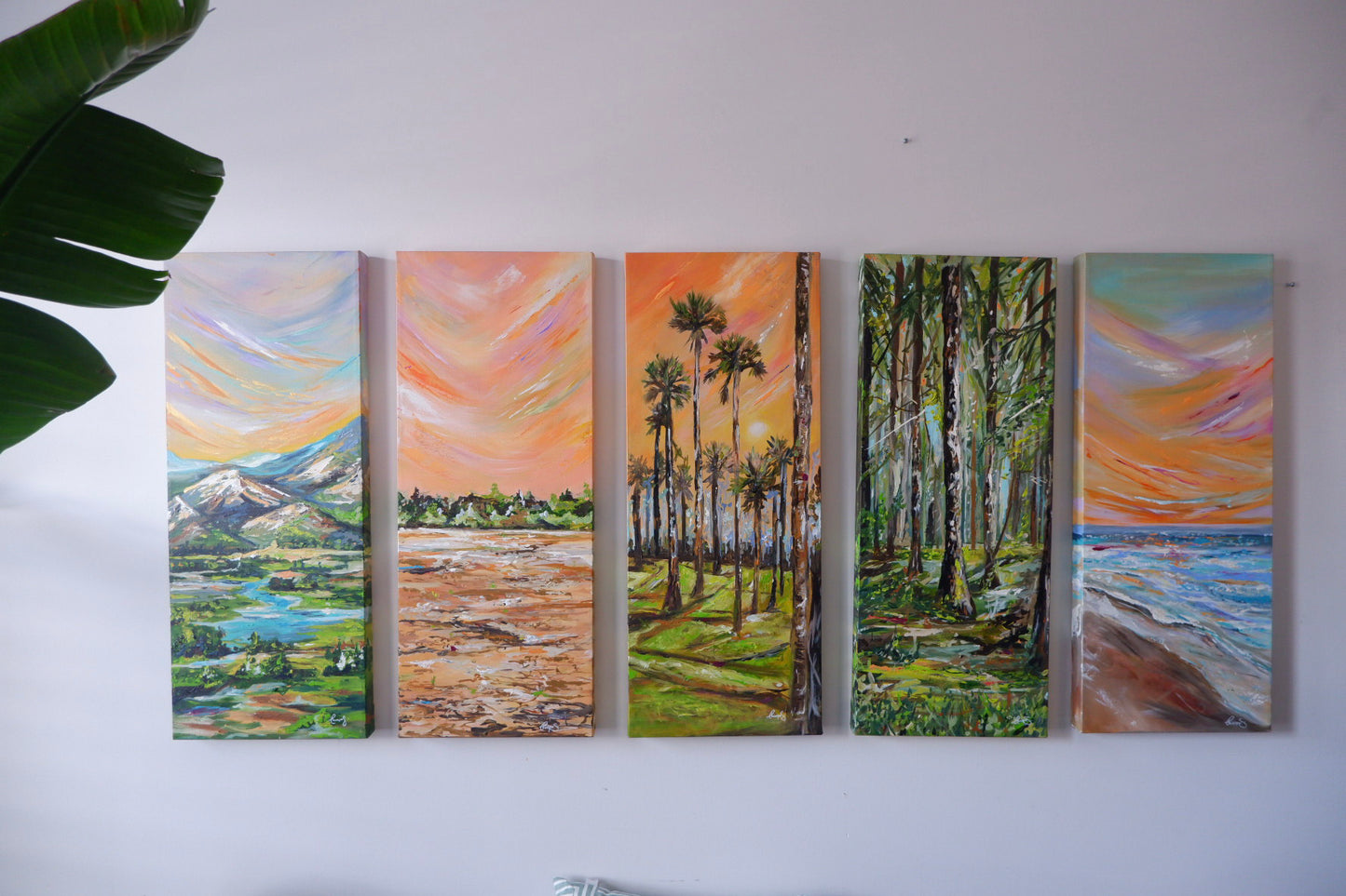 Palmyra Trees At Sunset - 5 Panel Travel Series' - Landscape Print