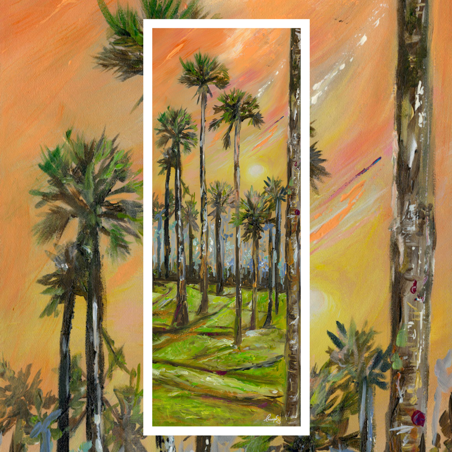 Palmyra Trees At Sunset - 5 Panel Travel Series' - Landscape Print