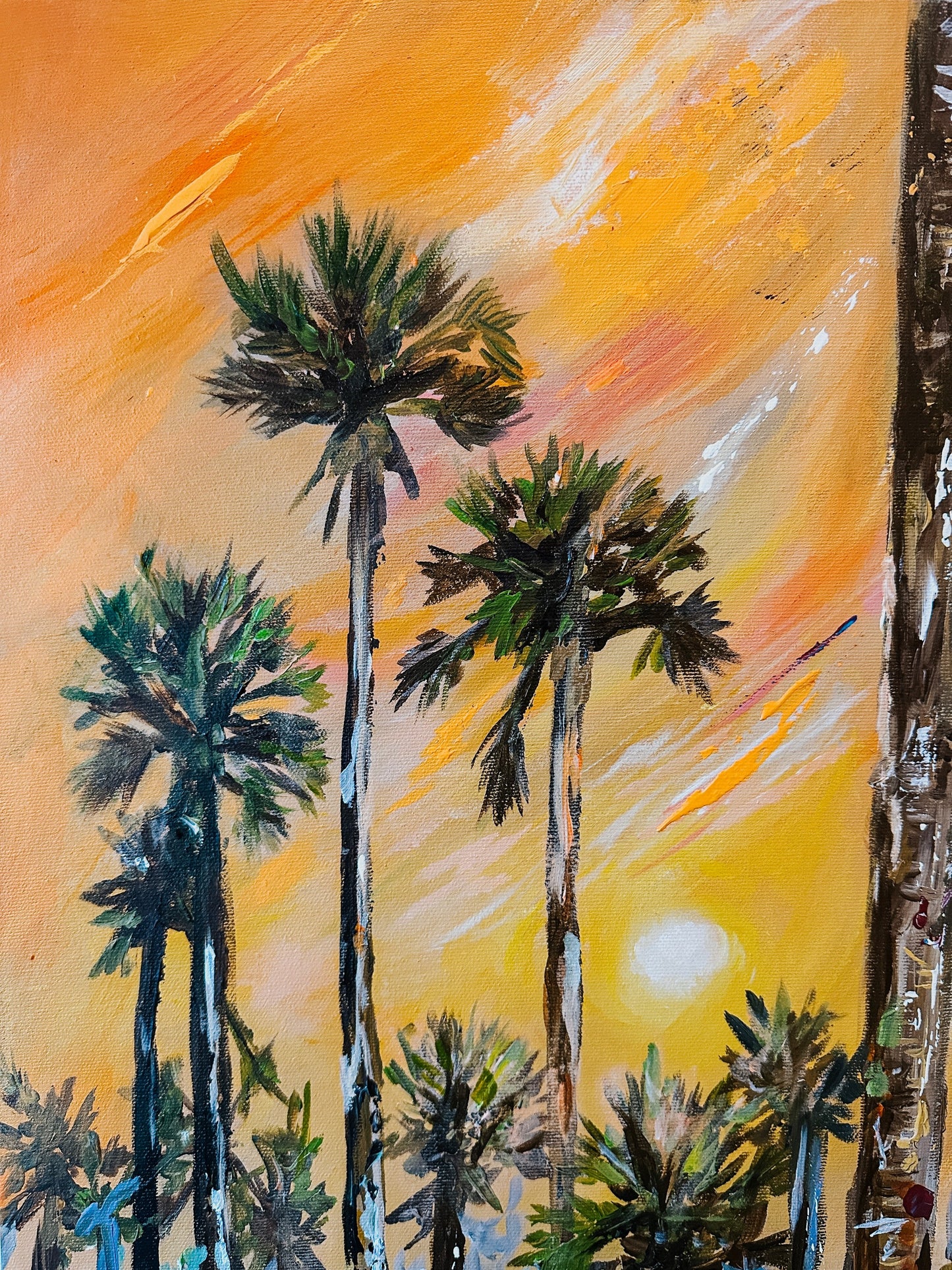 Palmyra Trees At Sunset - 5 Panel Travel Series' - Landscape Print