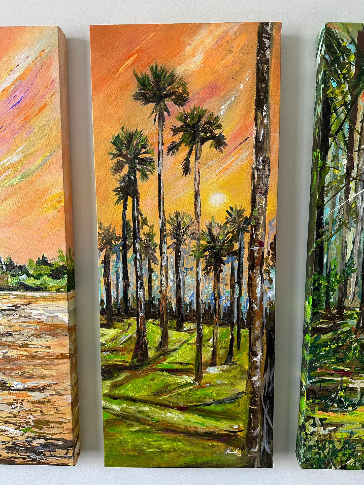 'Palmyra Trees At Sunset' - 5 Panel Travel Series' - Landscape Print