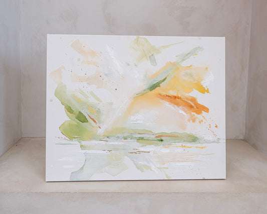 Sunday Retreat | 'Sunlit Horizon' | Abstract Painting (24 x 30")