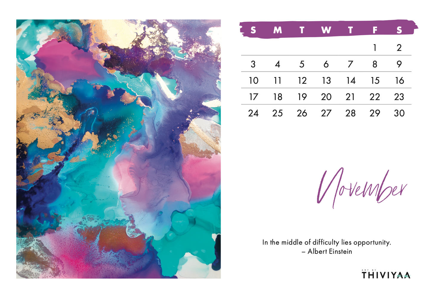 2024 Art Desk Calendar | Original Art & Monthly Quotes