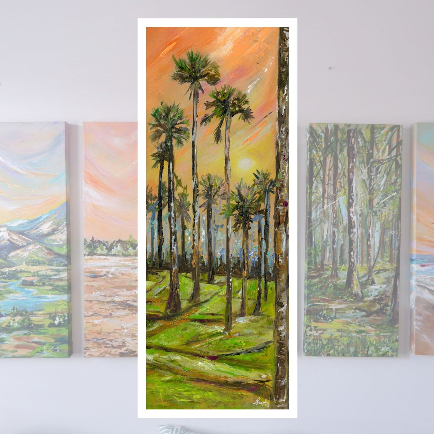 5 Panel Series - Palmyra Trees At Sunset - Travel - Landscape Print