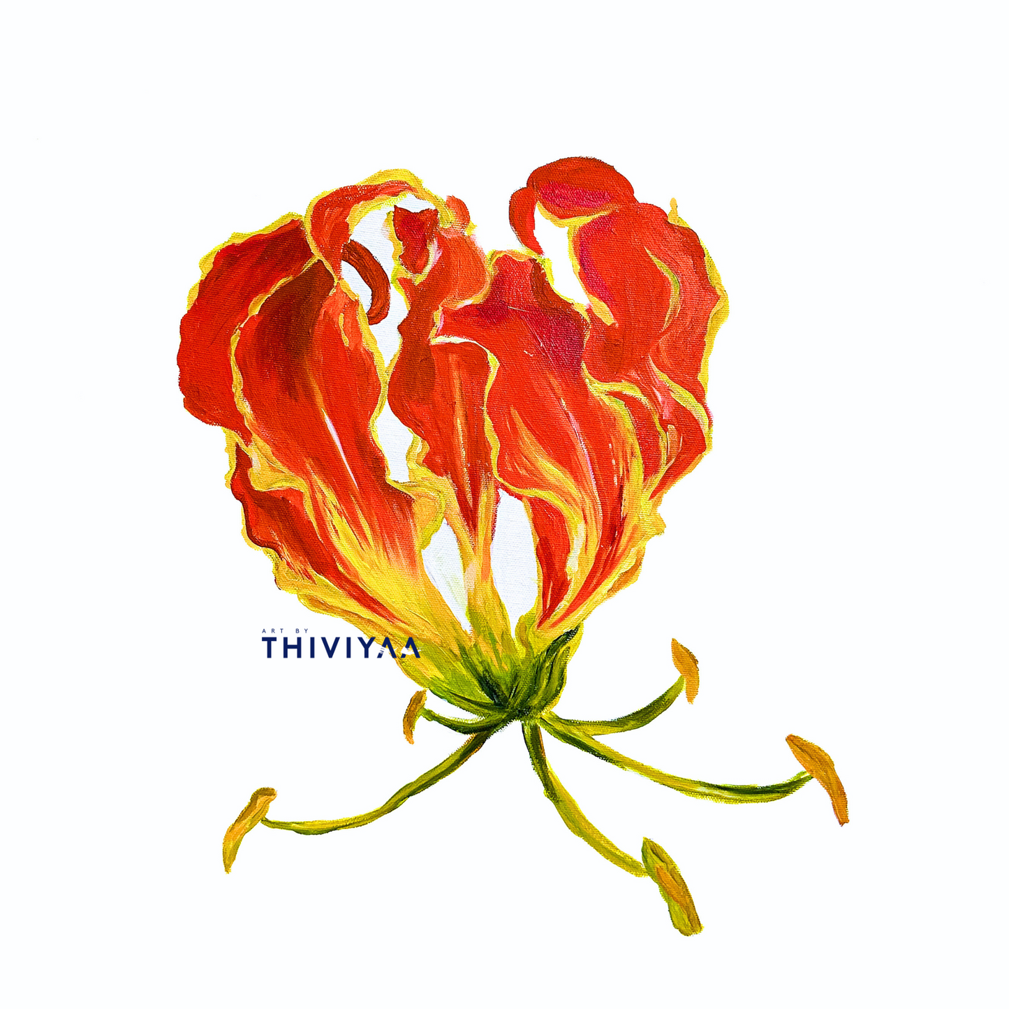 Karthigai Poo - Glory Lily - Gloriosa Superba - Flower Art Painting
